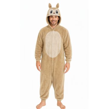 Déguisement homme monstre beige inspiré des Labubu avec capuche et oreilles | jourdefete.com Déguisement homme monstre beige inspiré des Labubu avec capuche et oreilles | jourdefete.com