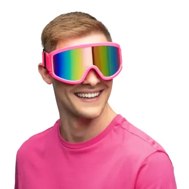 Lunettes roses rétro néon avec verres miroir multicolores pour soirée années 80 | jourdefete.com