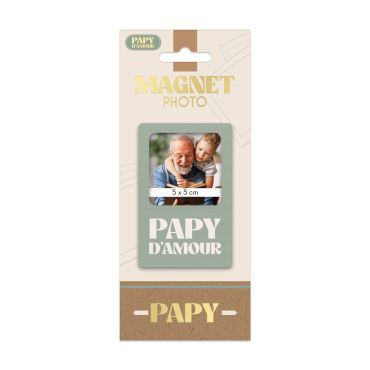 Magnet photo Papy d’Amour vert avec emplacement pour photo 5 x 5 cm | jourdefete.com