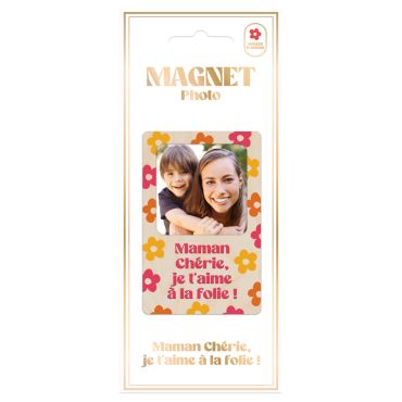 Magnet photo personnalisé avec message pour maman en bois fleuri | jourdefete.com