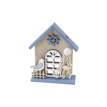 Maison en bois avec mouette et filet de pêche – Déco bord de mer | jourdefete.com