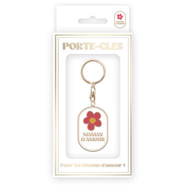 Porte-clés doré et rouge "Maman d'Amour" | jourdefete.com