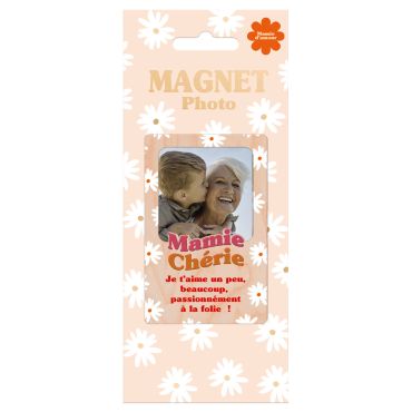 Magnet photo "Mamie Chérie" avec message d’amour et fleurs | jourdefete.com