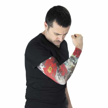 Manche Tatouée Fleurs Rouges