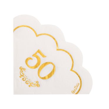 serviettes-50-ans-blanche-bordure-or|jourdefete.com