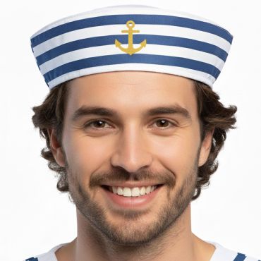 Béret de marin adulte à rayures bleu et blanc | jourdefete.com