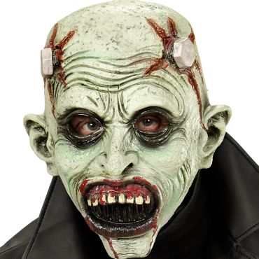 Masque Halloween monstre de laboratoire pour enfant avec cicatrices et boulons dans la tête | jourdefete.com