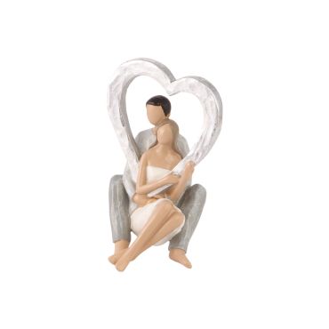 Figurine couple de mariés assis avec cœur argenté décoration mariage | jourdefete.com Figurine couple de mariés assis avec cœur argenté décoration mariage | jourdefete.com