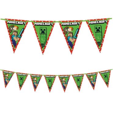 Une sublime guirlande de 8 fanions FSC® - 2,3 m - Minecraft™ pour un anniversaire pour enfant | jourdefete.com