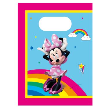 Sacs cadeaux Minnie Mouse sur fond arc-en-ciel | jourdefete.com
