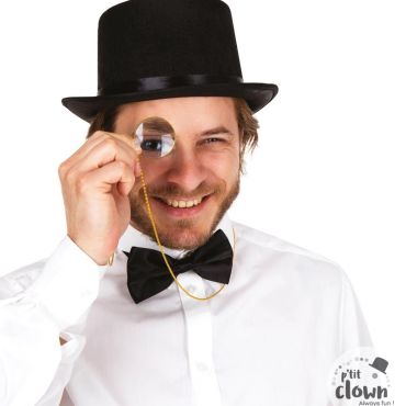 Monocle doré à chaîne pour costume rétro | jourdefete.com