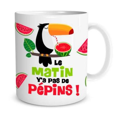 Mug Toucan - Le Matin Pas de Pepins | jourdefete.com Mug Toucan - Le Matin Pas de Pepins | jourdefete.com