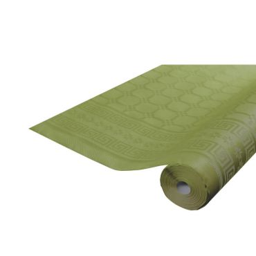 nappe damassée 25 x 1.20 m de couleur vert olive