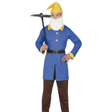 Homme portant un déguisement de nain avec tunique bleue et bonnet jaune | jourdefete.com Homme portant un déguisement de nain avec tunique bleue et bonnet jaune | jourdefete.com