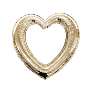 Ballon cadre photobooth en forme de coeur doré | jourdefete.com
