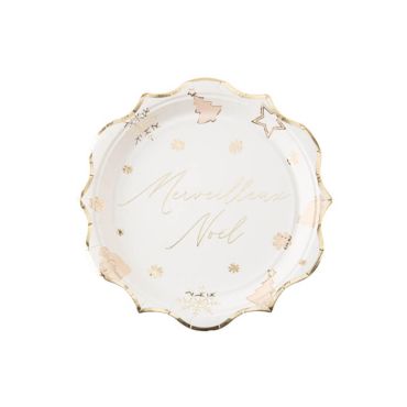 8 Assiettes Merveilleux Noël Pure Christmas Blanc et Or 23 x 23 cm 8 Assiettes Merveilleux Noël Pure Christmas Blanc et Or 23 x 23 cm