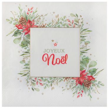 Serviettes en papier Bouquet d’Hiver Noël Enchanté avec fleurs rouges et feuillages | jourdefete.com Serviettes en papier Bouquet d’Hiver Noël Enchanté avec fleurs rouges et feuillages | jourdefete.com