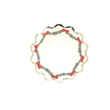 Bols de Noël enfantines Conte de Noël blanches rouges et or avec rubans et houx | jourdefete.com