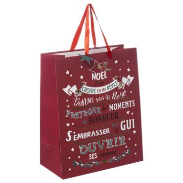 sac cadeaux de Noël avec impression de mots modèle moyen | jourdefete.com