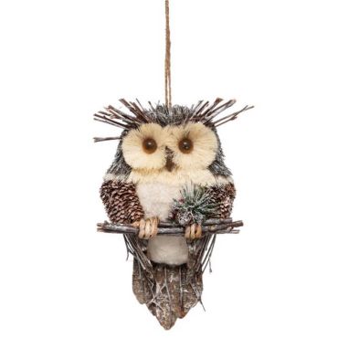 hibou sur branche en paille décoration de noël 28 cm | jourdefete.com hibou sur branche en paille décoration de noël 28 cm | jourdefete.com