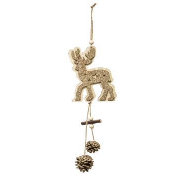 suspension en bois renne à paillettes de 35 cm | jourdefete.com