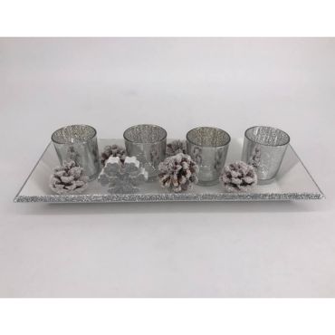 centre de table de 4 photophores noël polaire de 35 cm | jourdefete.com