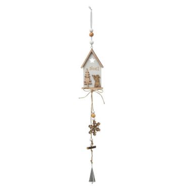 suspension en bois de Noël maison avec grelot de 43 cm | jourdefete.com