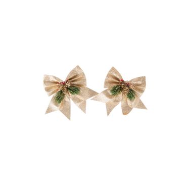 2 nœuds champagne à paillettes et pommes de pin de 13 cm | jourdefete.com