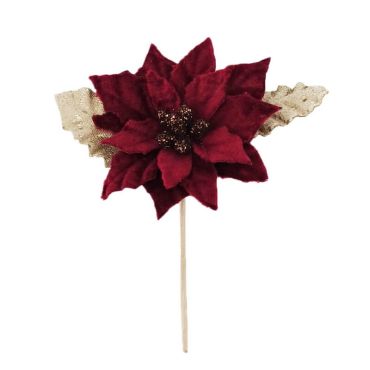 poinsettia rouge sur tige de 9 cm | jourdefete.com