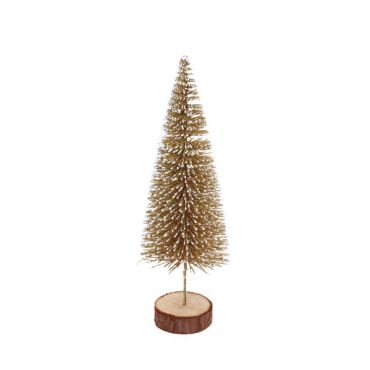 sapin dore et blanc sur un tronc | jourdefete.com