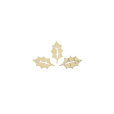 20 confettis de table en bois feuilles de houx | jourdefete.com