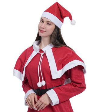Bonnet de Père Noël en feutrine rouge et blanche pour adulte | jourdefete.com