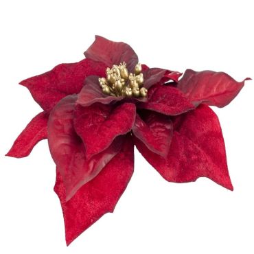 poinsettia rouge foncé sur clip en plastique de 18 cm | jourdefete.com poinsettia rouge foncé sur clip en plastique de 18 cm | jourdefete.com