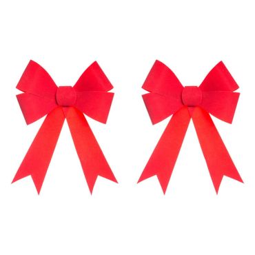 lot de 2 nœuds rouges en velours de 18 cm | jourdefete.com