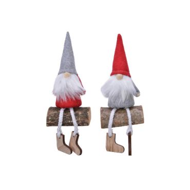 gnome rouge et gris avec rondins | jourdefete.com