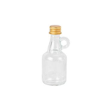 Mignonnette en verre avec anse et bouchon doré chic pour cadeaux | jourdefete.com