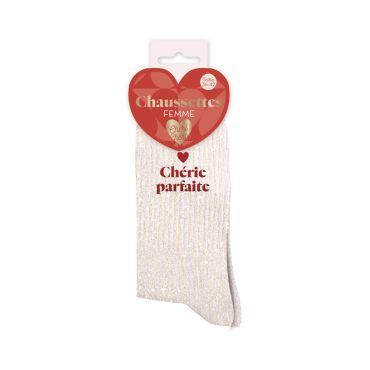 Une splendide paire de chaussettes blanches et pailletées à offrir à votre chérie lors de la Saint-Valentin | jourdefete.com