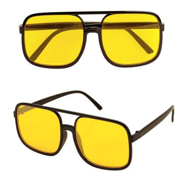 Lunettes hip-hop rétro à verres jaunes pour déguisement funky | jourdefete.com