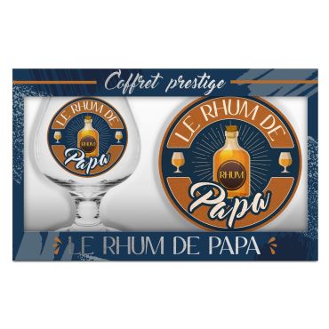 Coffret prestige "Le Rhum de Papa" avec verre et sous-verre élégants | jourdefete.com