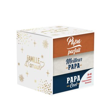 Coffret trio de chaussettes Meilleur Papa, Papa Cool et Papa Parfait | jourdefete.com