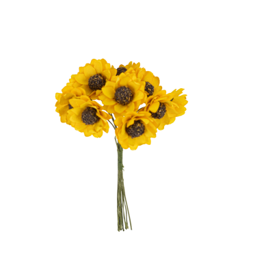 Bouquet de 10 tournesols en papier jaune sur tiges – décoration florale pour événements | jourdefete.com
