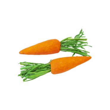 Carottes décoratives de Pâques en polystyrène orange avec fanes vertes 6 cm lot de 12 | jourdefete.com