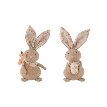 Lapins décoratifs de Pâques en tissu fleuri, décoration printanière douce et élégante | jourdefete.com
