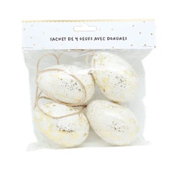 sachet de 4 oeufs avec dorures en plastique de 8 pour pâques | jourdefete.com