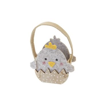 Panier en forme de poussin en feutrine et bois pour Pâques | jourdefete.com
