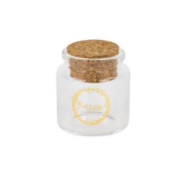 Fiole en Verre avec Bouchon en Liège - Parrain - Or | jourdefete.com