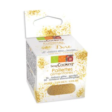 Paillettes alimentaires dorées pour décoration de gâteaux | jourdefete.com