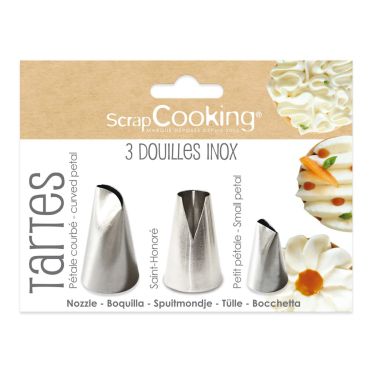 Set de 3 douilles pâtissières inox pour décorer tartes et gâteaux | jourdefete.com