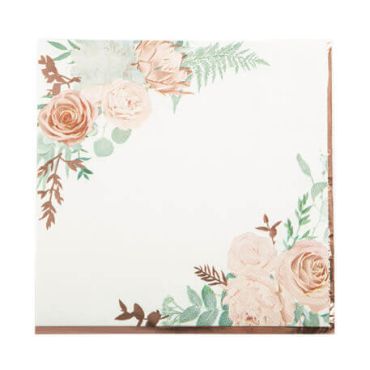 Des serviettes rose gold et fleuries | jourdefete.com