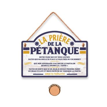 plaque en bois la priere de la petanque | jourdefete.com